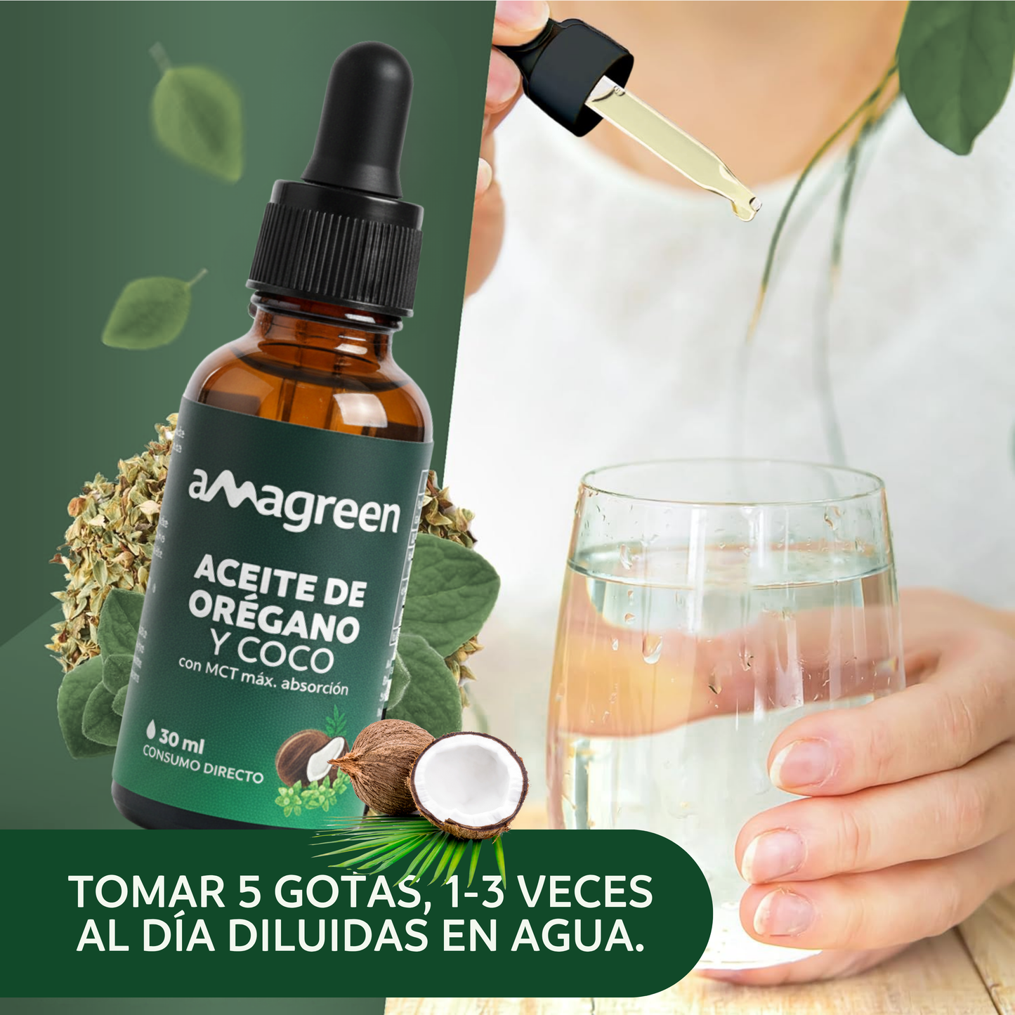 Pack Aceite de Orégano y Aceite de Coco MCT en Gotas 3 Und x 30 ml | formula 2 en 1