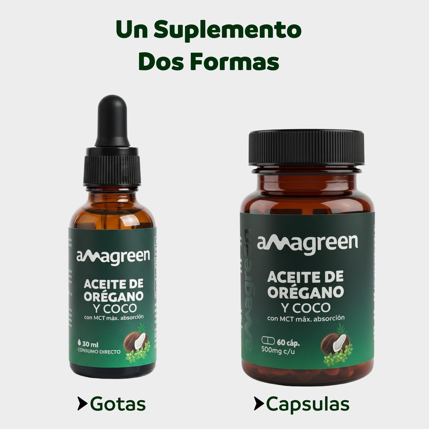 Aceite de Orégano y Aceite de Coco MCT en Gotas 30 ml | formula 2 en 1
