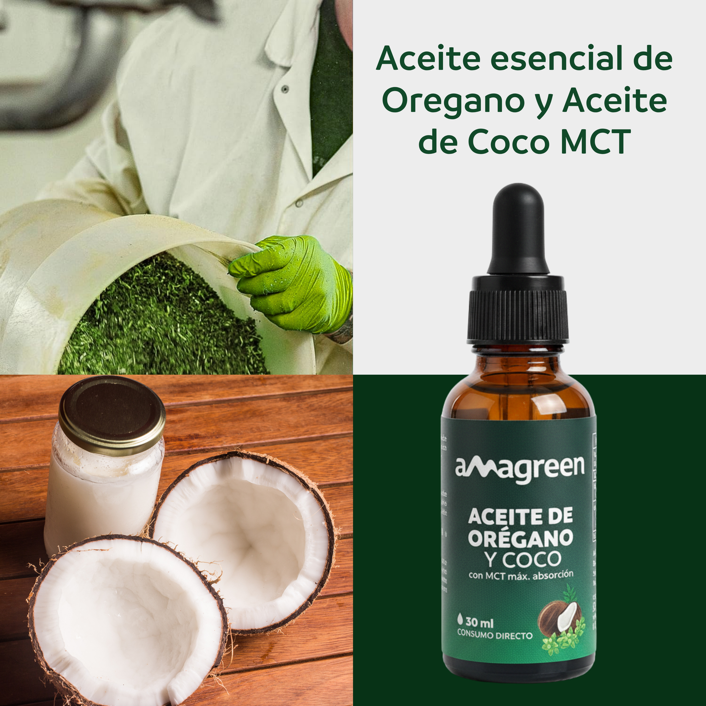 Pack Aceite de Orégano y Aceite de Coco MCT en Gotas 3 Und x 30 ml | formula 2 en 1