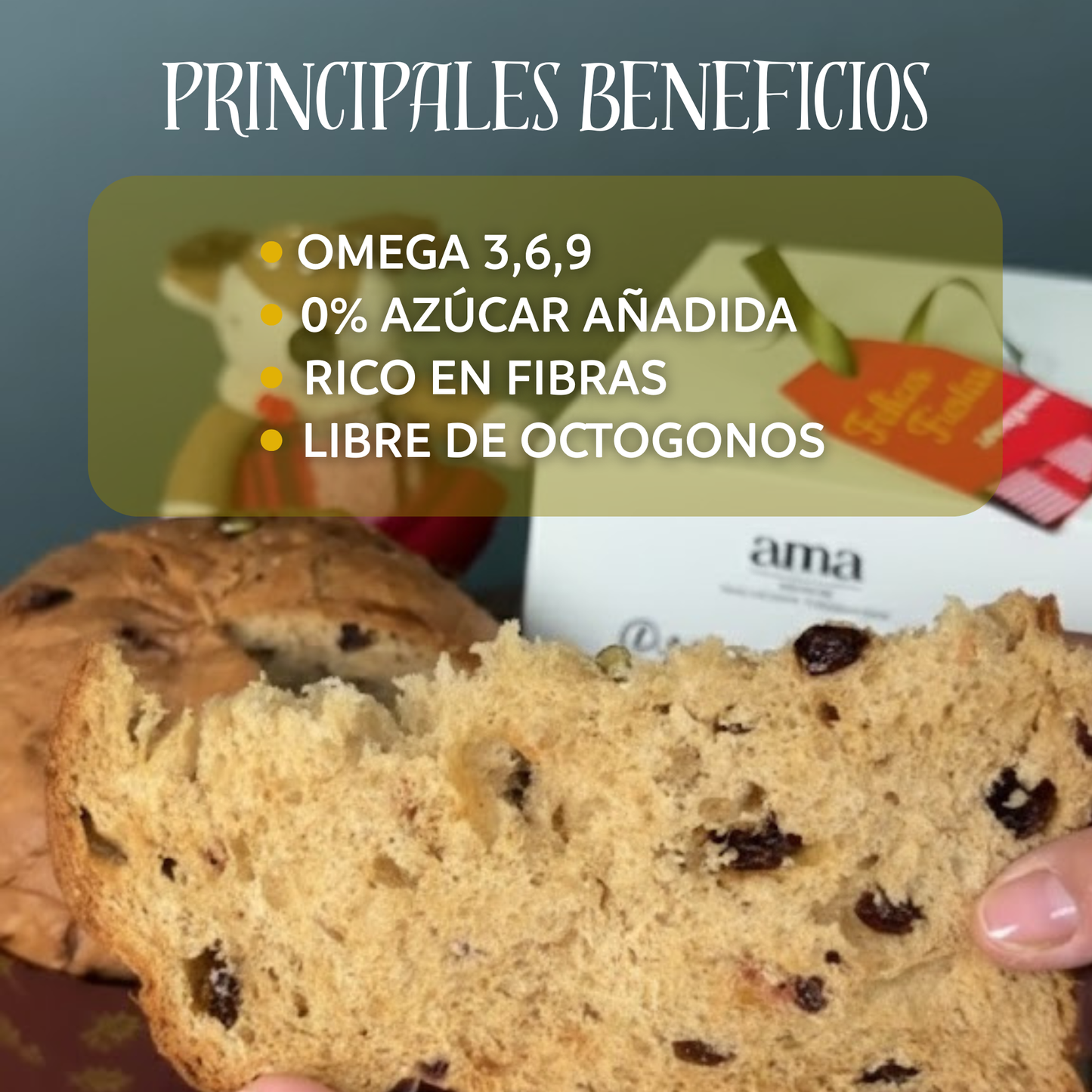 Panetón Vegano sin Azúcar Añadida con Sacha Inchi, Multisemillas y Miel de Cabuya 750 g