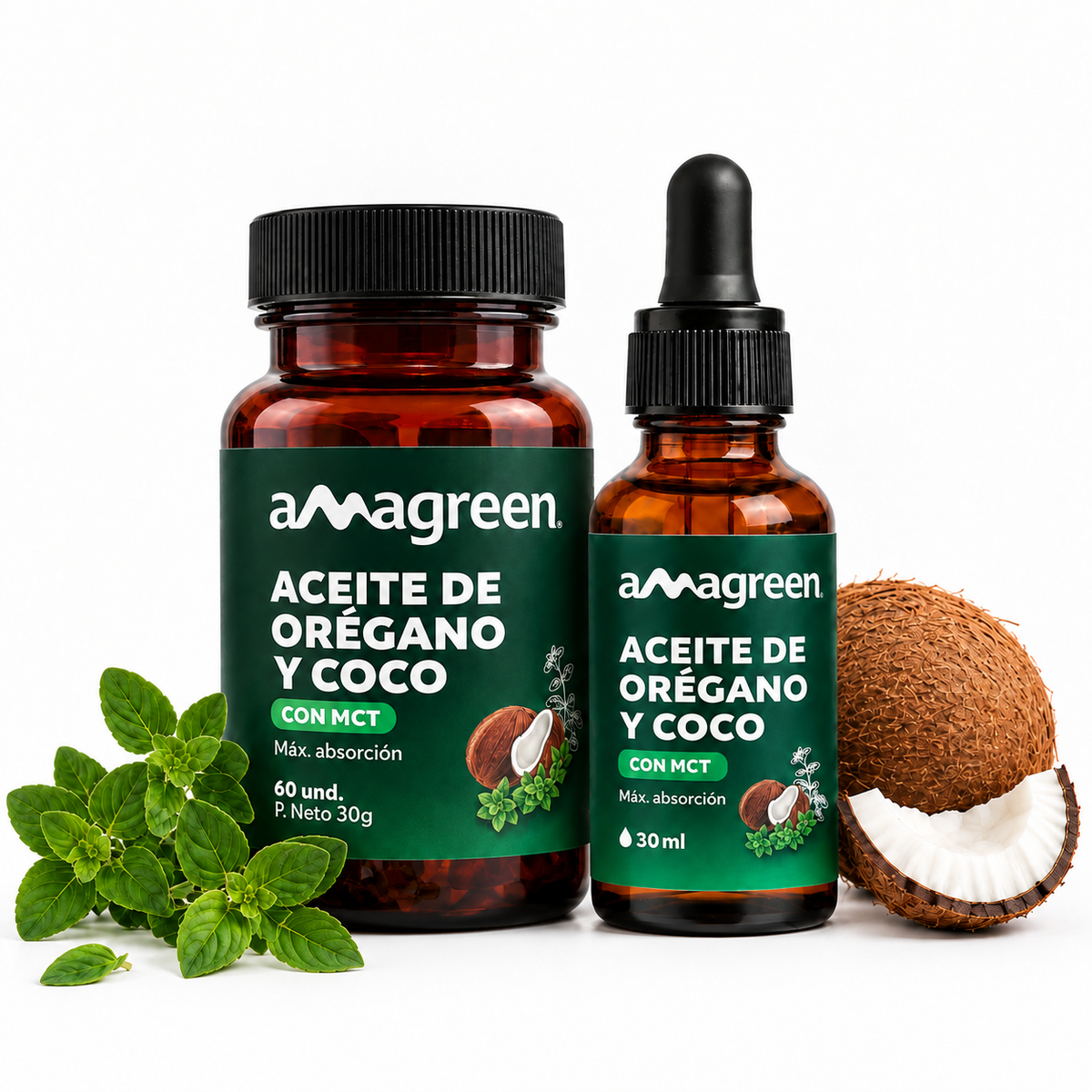 Pack Aceite de Orégano y Coco MCT 60 cápsulas + 30ml en gotas