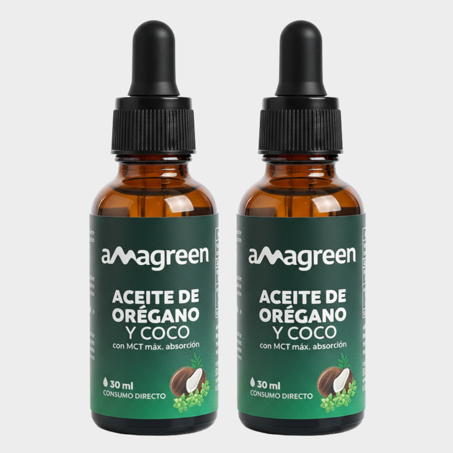 Pack Aceite de Orégano y Aceite de Coco MCT en Gotas 2 botellas 30 ml | 80% Carvacrol