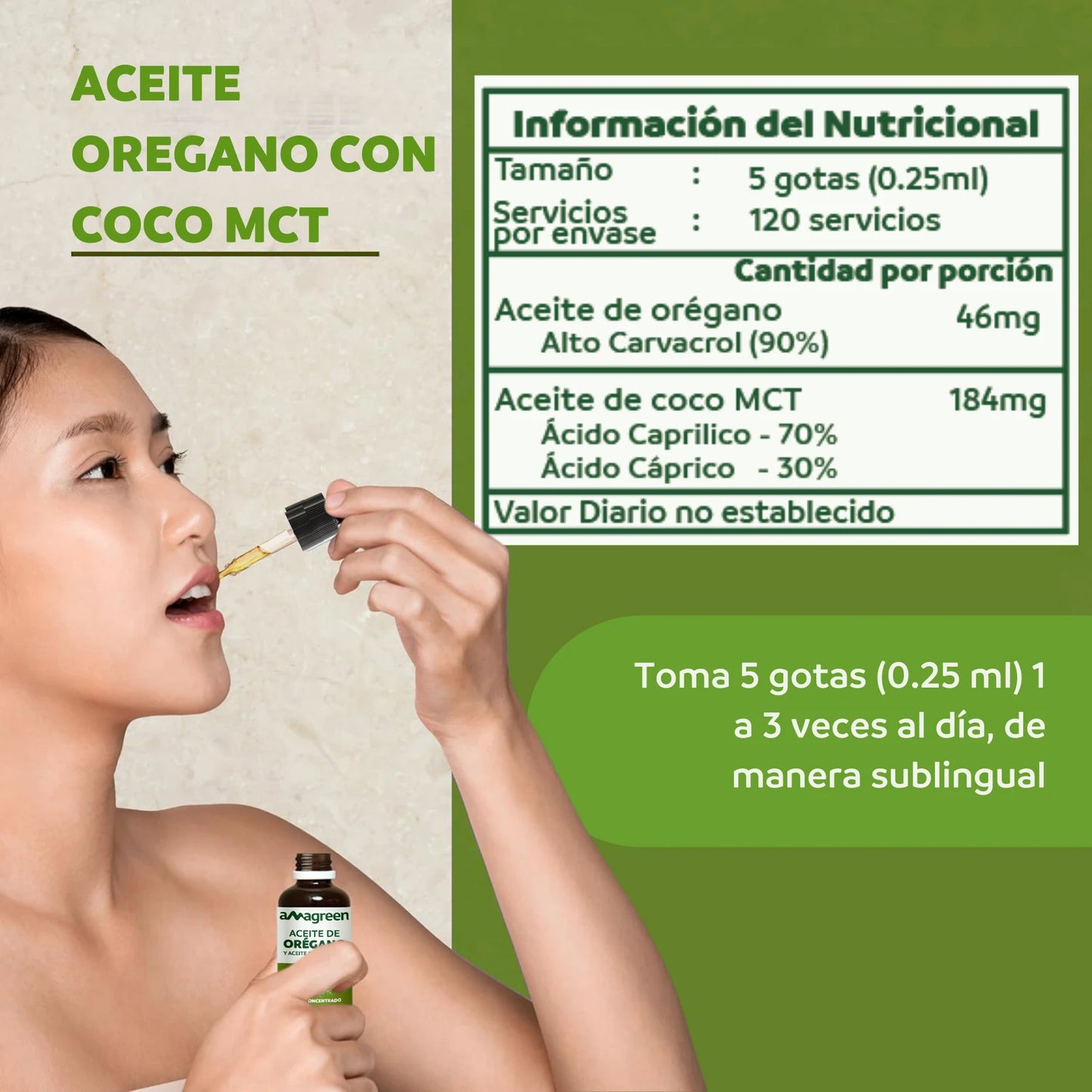 Aceite de Orégano y Aceite de Coco MCT en Gotas 30 ml | formula 2 en 1
