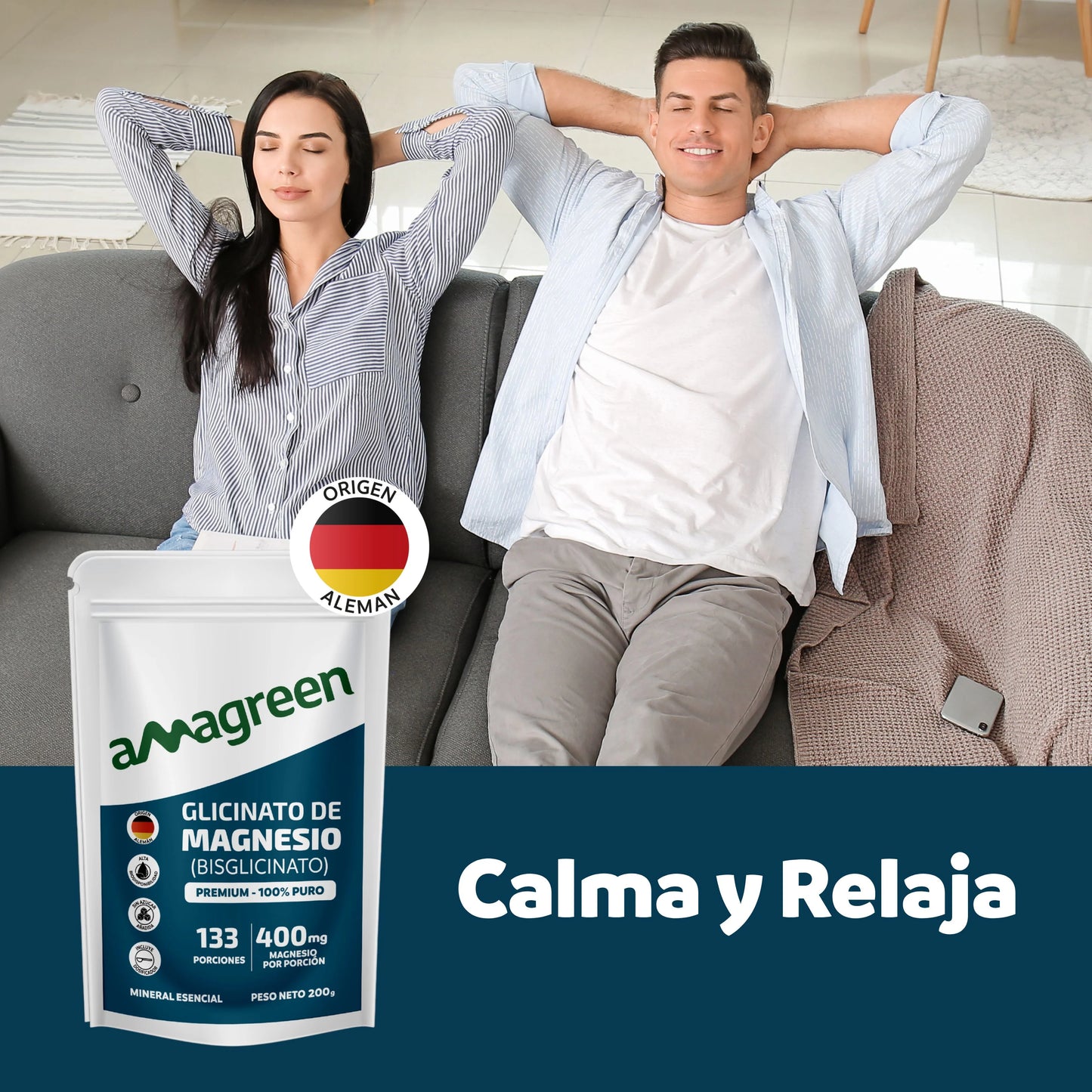 Glicinato de Magnesio 200g - Origen Alemán 100% PURO