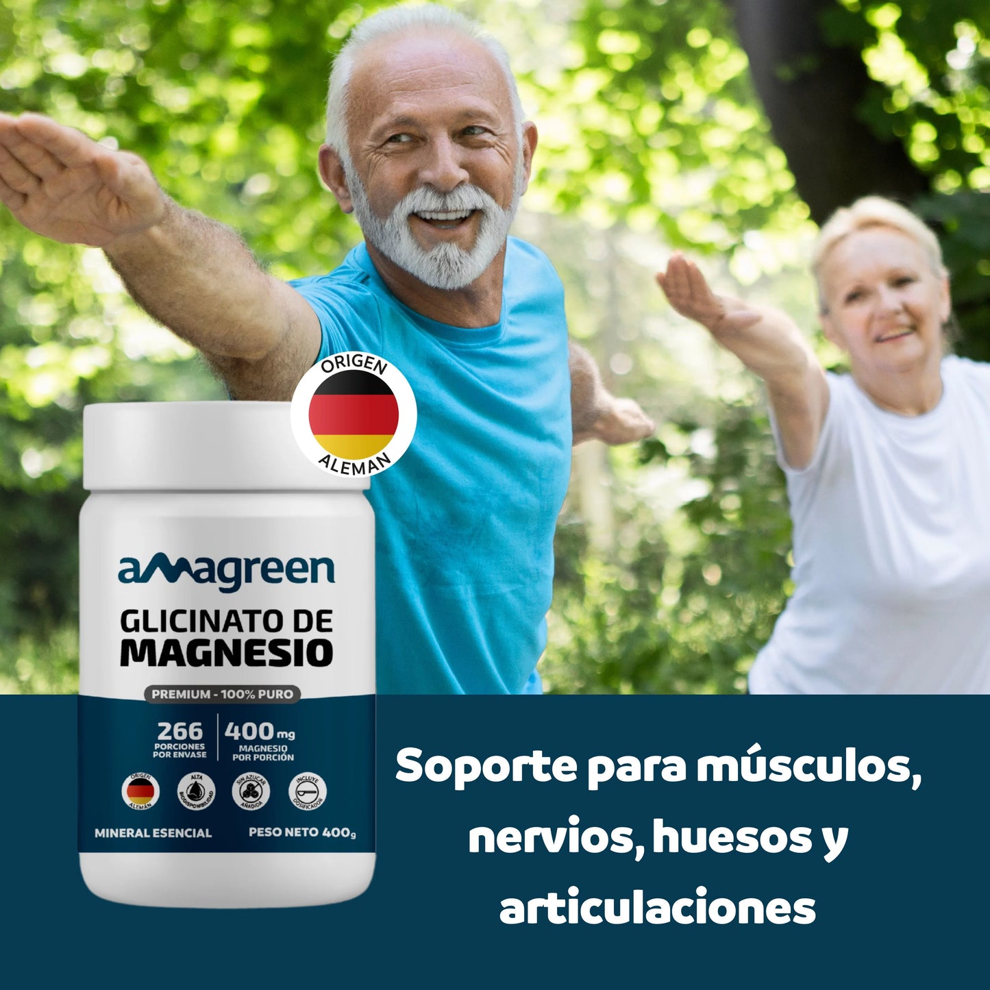 Glicinato de Magnesio 400g - Origen Alemán 100% PURO