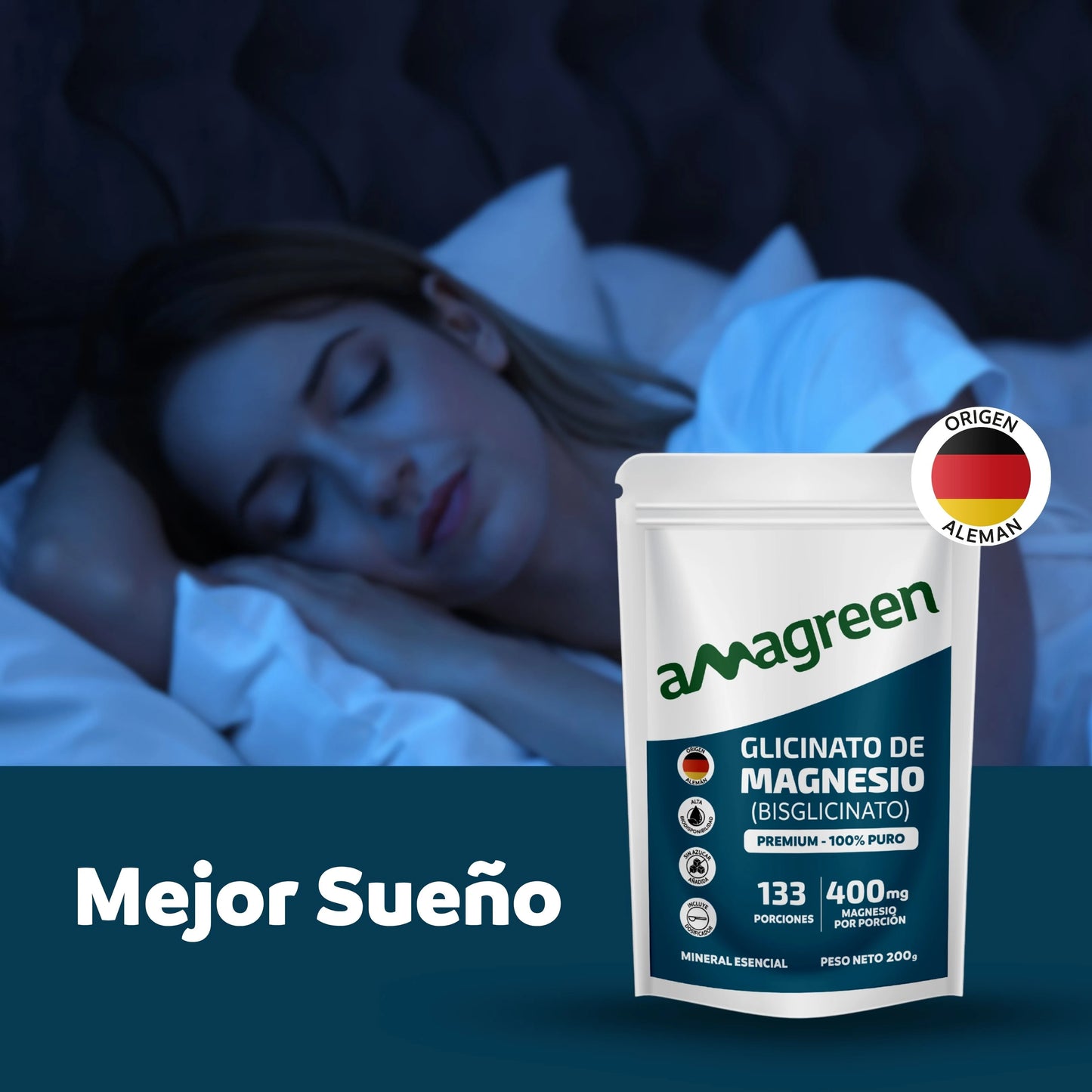Glicinato de Magnesio 200g - Origen Alemán 100% PURO