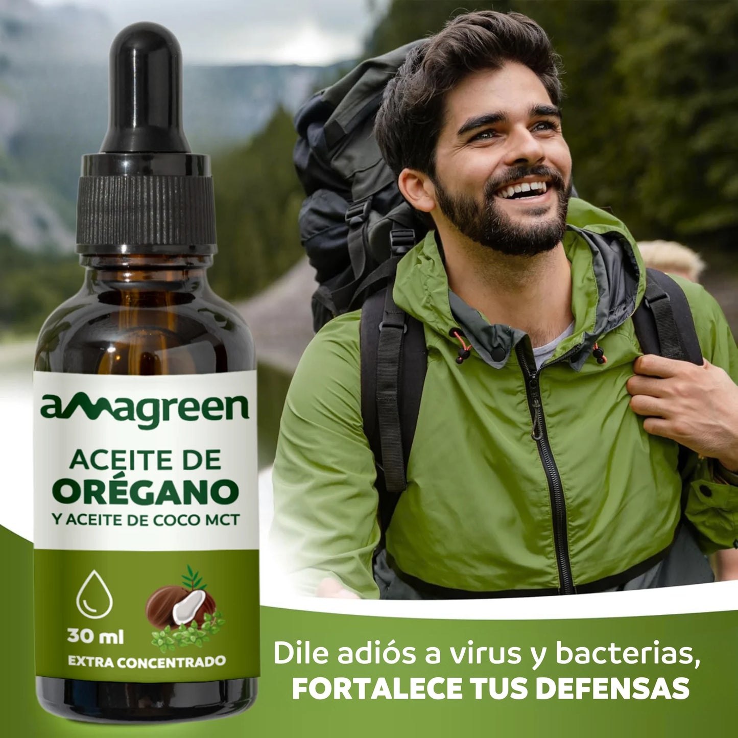 Aceite de Orégano y Aceite de Coco MCT en Gotas 30 ml | formula 2 en 1