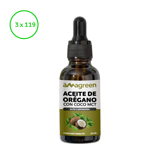 Aceite 2 en 1 orégano con aceite de coco MCT, Carvacrol y Ácido caprílico combate H. Candida Albicans, 30 ml