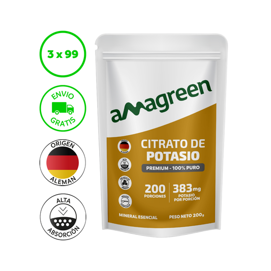 Citrato de Potasio Premium 100% Puro Amagreen 200g, origen alemán
