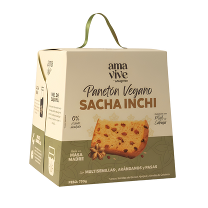 Pack x 3 Panetón Vegano sin Azúcar Añadida con Sacha Inchi, Multisemillas y Miel de Cabuya 750 g