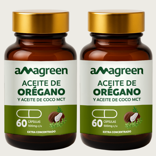 Aceite de Orégano y Aceite de Coco MCT en Cápsulas Pack 2 x 60 unidades | formula 2 en 1
