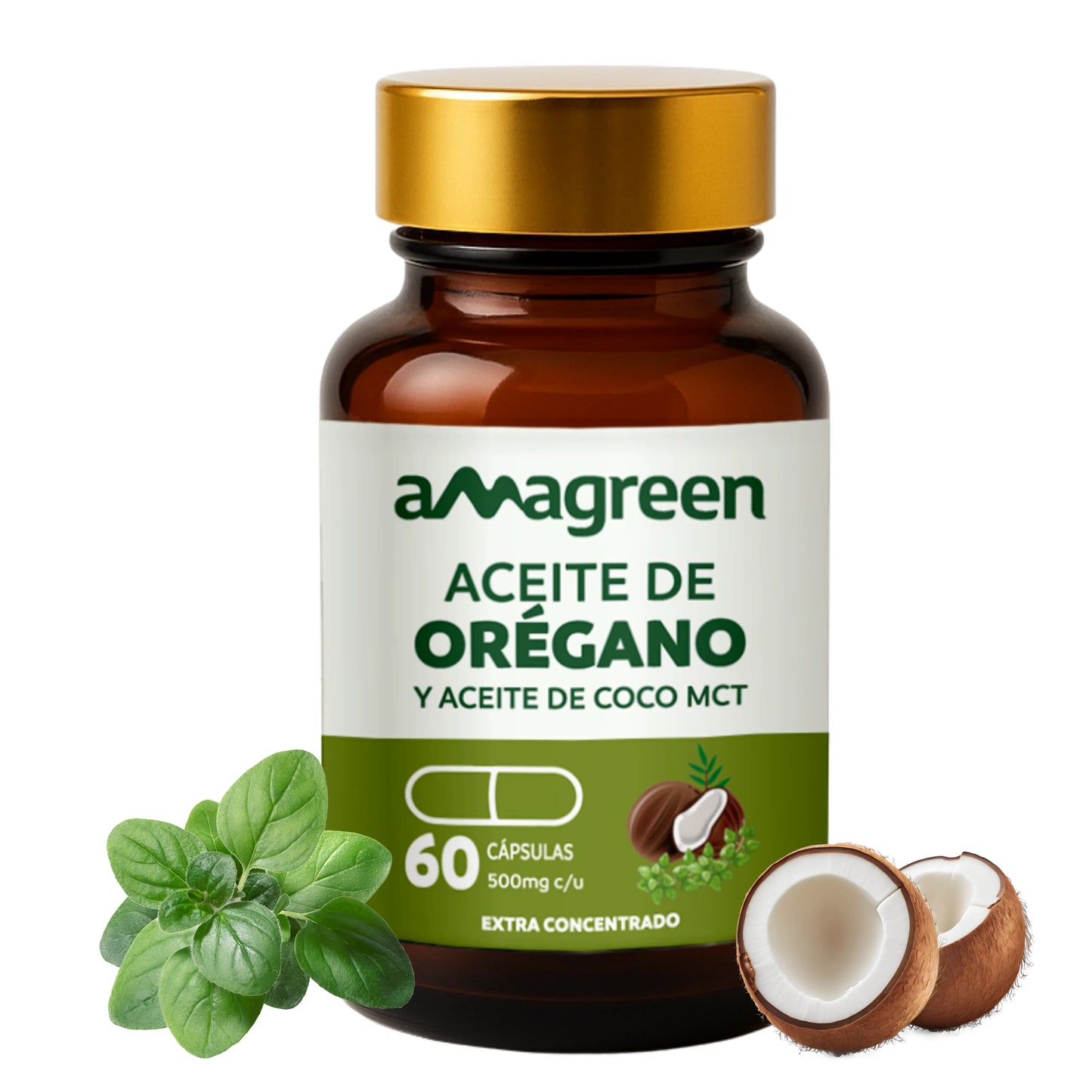 Cápsulas de Aceite de Orégano y aceite de coco MCT 60 unidades | formulado 2 en 1