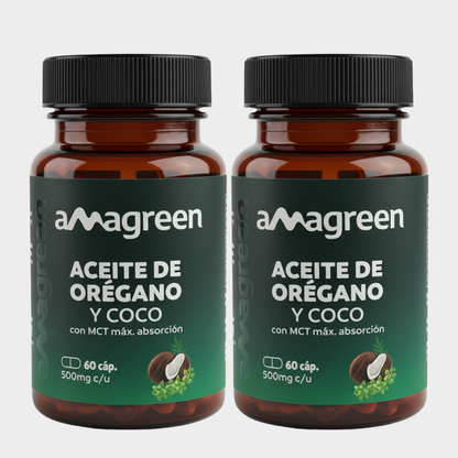 Aceite de Orégano y Aceite de Coco MCT en Cápsulas 60 unidades | formula 2 en 1