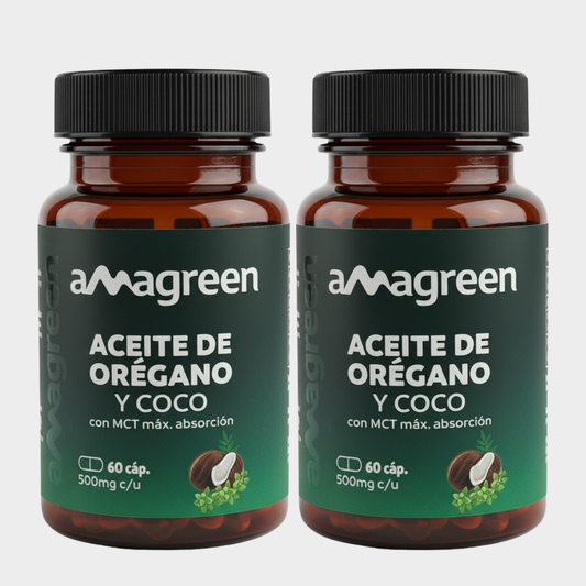 PACK Cápsulas Aceite de Orégano y Coco MCT 60 unidades (2 frascos)
