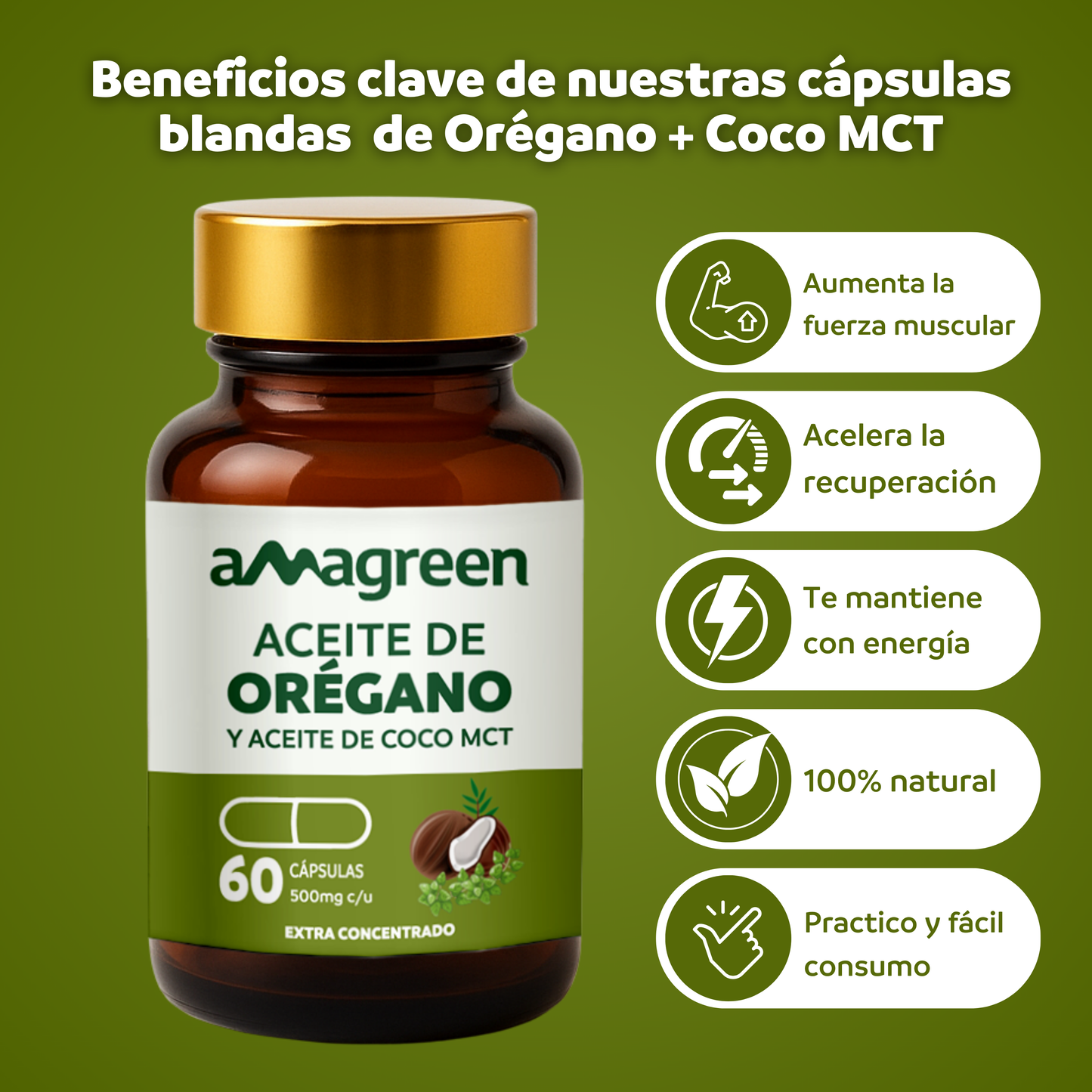 Aceite de Orégano y Aceite de Coco MCT en Cápsulas Pack 2 x 60 unidades | formula 2 en 1