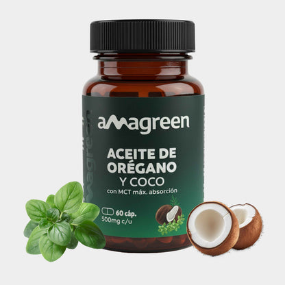 Aceite de Orégano y Aceite de Coco MCT | 60 Cápsulas Blandas