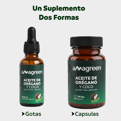 Aceite de Orégano y Aceite de Coco MCT  en Gotas 30 ml | formula 2 en 1