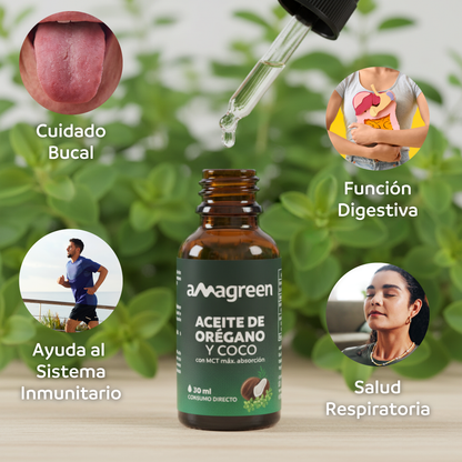 Pack Aceite de Orégano y Aceite de Coco MCT en Gotas 3 Und x 30 ml | formula 2 en 1