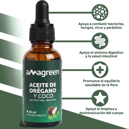 Pack Aceite de Orégano y Aceite de Coco MCT en Gotas 3 Und x 30 ml | formula 2 en 1