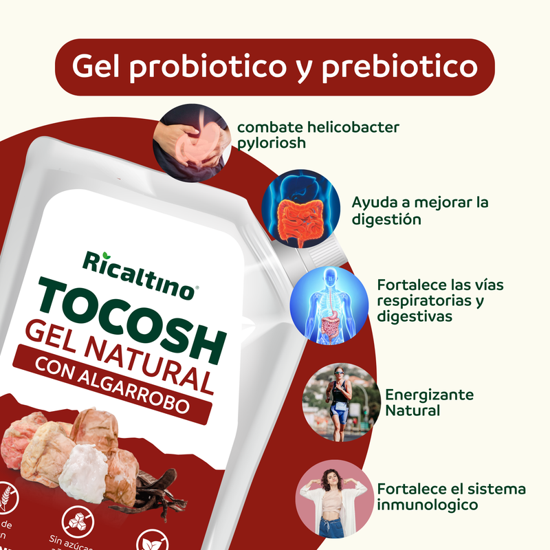 Gel probiótico de Tocosh sachet 150 g, original y algarrobo (Paquete de 12) - Combate la Gastritis