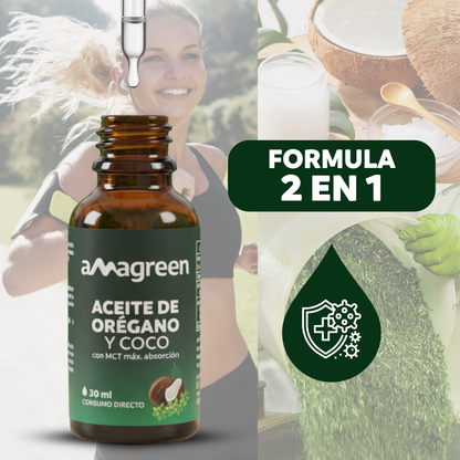 Pack Aceite de Orégano y Aceite de Coco MCT en Gotas 3 Und x 30 ml | formula 2 en 1