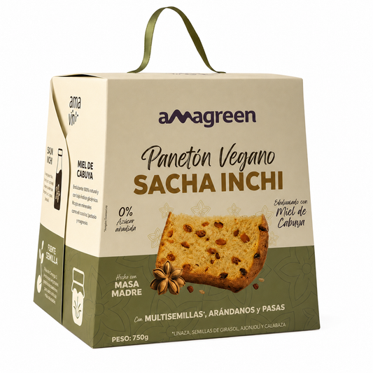 Panetón Vegano sin Azúcar Añadida con Sacha Inchi, Multisemillas y Miel de Cabuya 750 g
