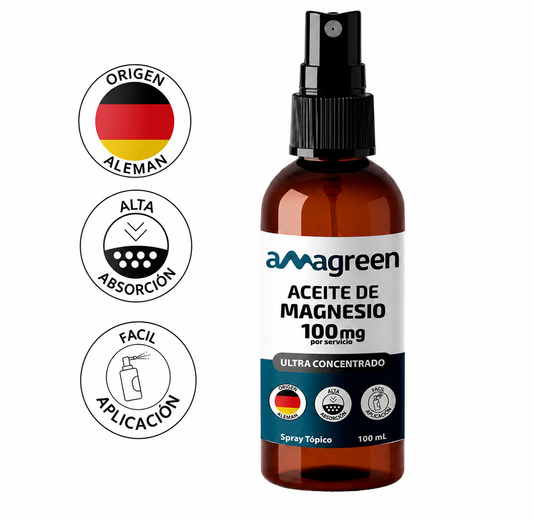 Aceite de Magnesio en Spray Alta Concentración Amagreen 100 ml, origen alemán