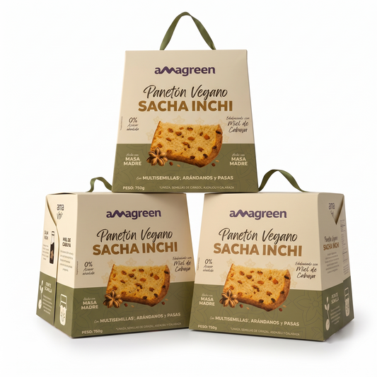Panetón Vegano sin Azúcar Sacha Inchi, Multisemillas y Miel de Cabuya 3 cajas x 750g