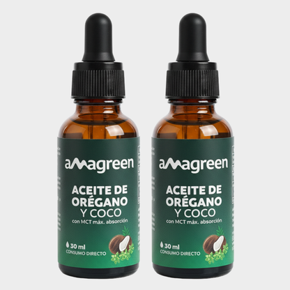 Pack Aceite de Orégano y Aceite de Coco MCT en Gotas 2 botellas 30 ml | 80% Carvacrol