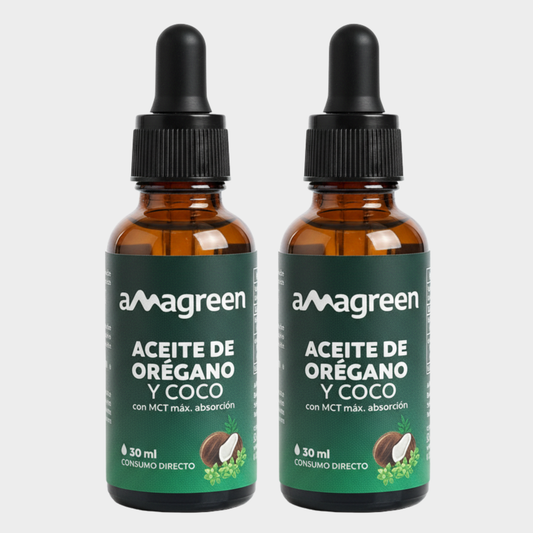 Pack Aceite de Orégano y Aceite de Coco MCT en Gotas 2 botellas 30 ml | 80% Carvacrol