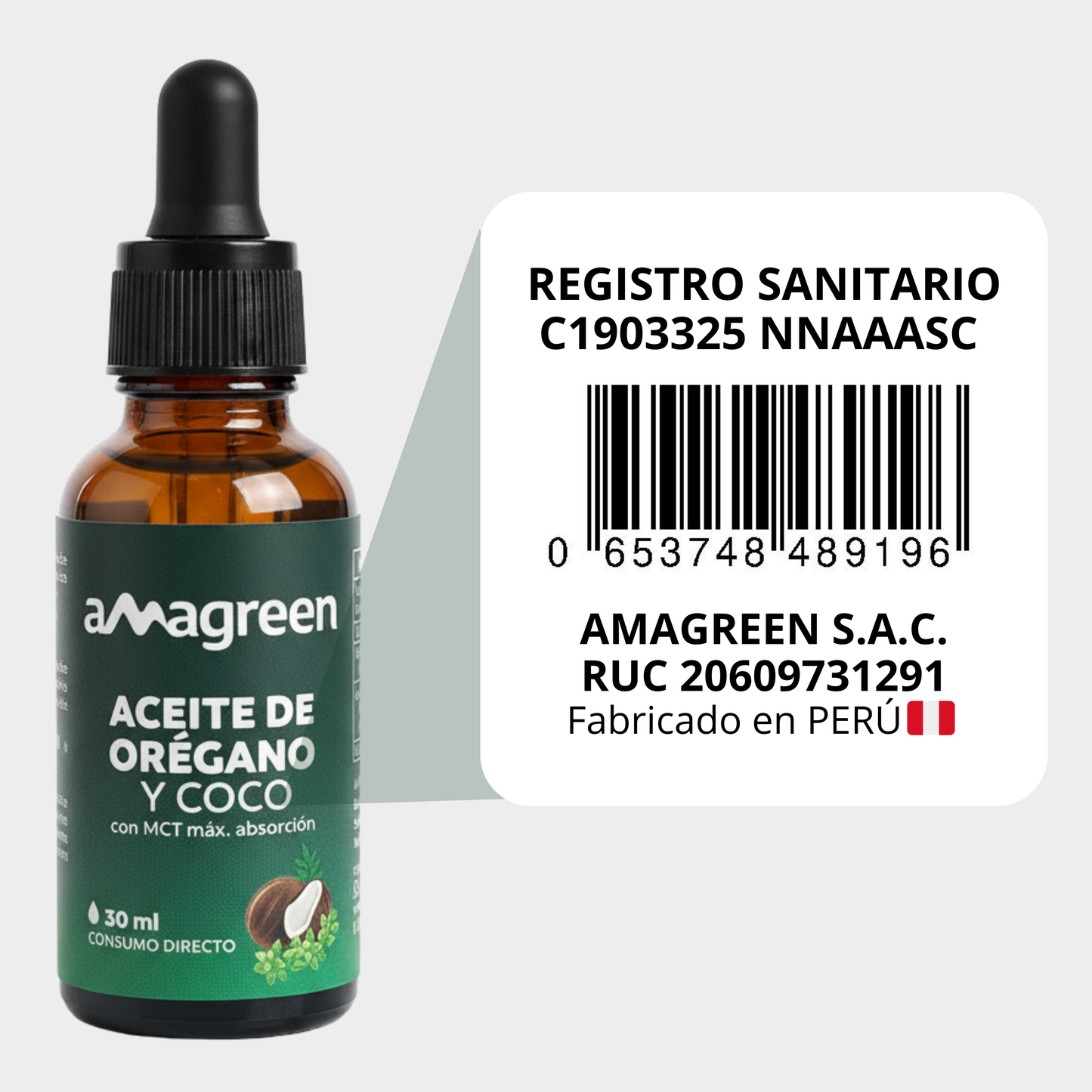 Aceite de Orégano y Aceite de Coco MCT  en Gotas 30 ml | formula 2 en 1