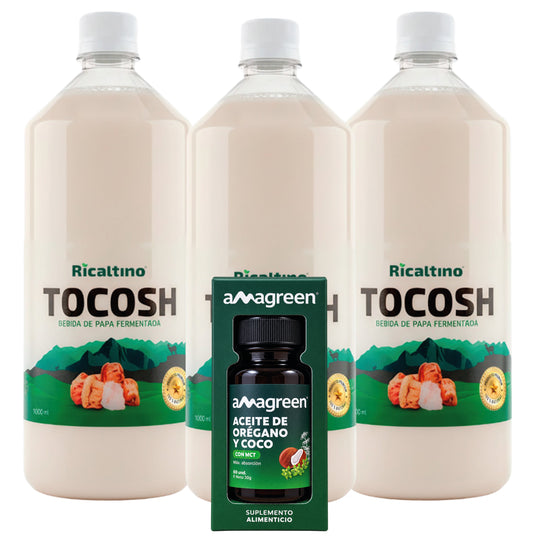 Suero de Tocosh 3 x 1Lt + 1 Capsulas de aceite de orégano y coco MCT 60 unidades