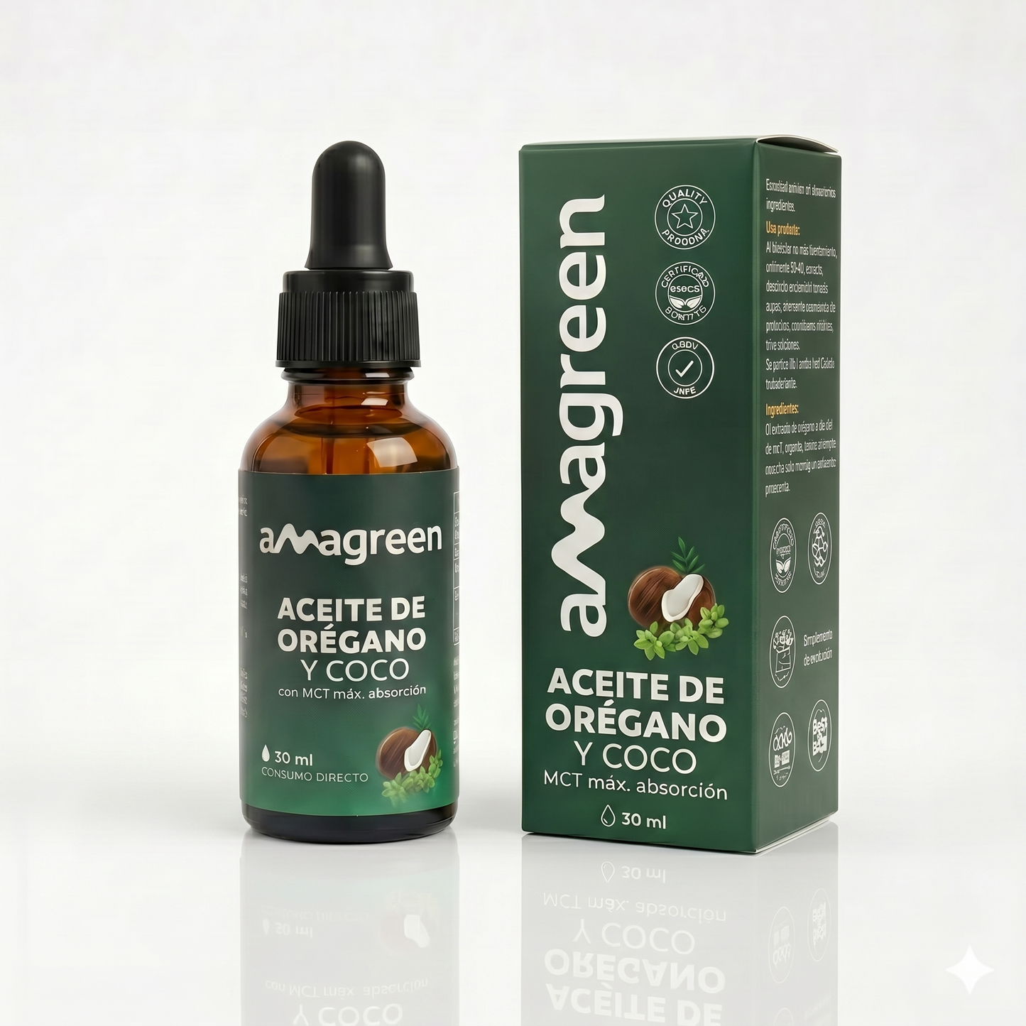 Pack Aceite de Orégano y Aceite de Coco MCT en Gotas 2 botellas 30 ml | 80% Carvacrol
