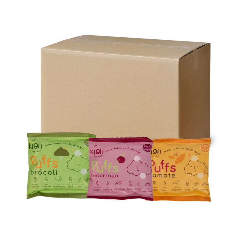 Puffs Beterraga, Brócoli y Camote Kigli 48 Unds x 15 gr