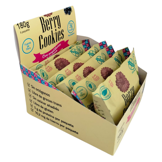 BerryCookies con arándanos x 180 g (6 paquetes x 30 g) - Libre de Gluten
