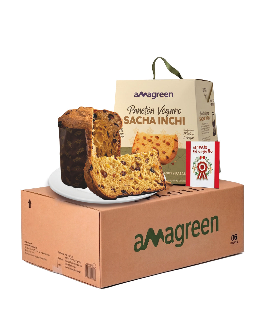 Caja 6 Panetones Vegano sin Azúcar Añadida con Sacha Inchi, Multisemillas y Miel de Cabuya 750 g
