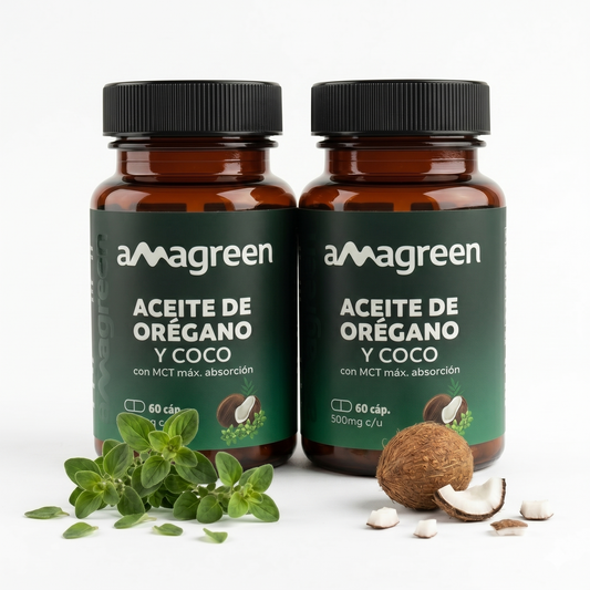PACK Cápsulas Aceite de Orégano y Coco MCT 60 unidades (2 frascos)