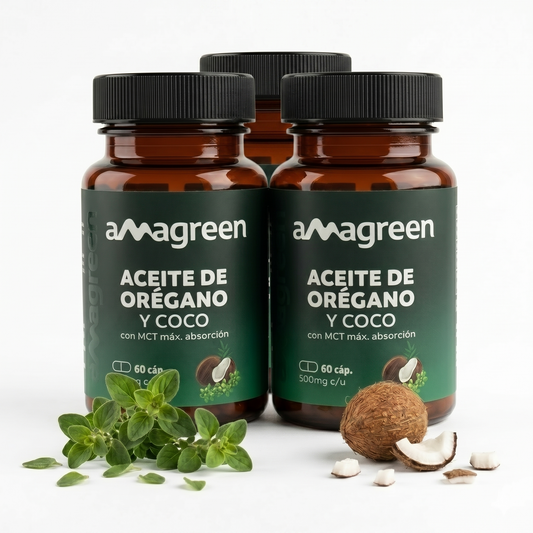 Pack 3 frascos Cápsulas Aceite de Orégano y Coco MCT 60 unidades