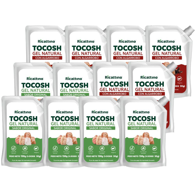 Gel probiótico de Tocosh sachet 150 g, original y algarrobo (Paquete de 12) - Combate la Gastritis