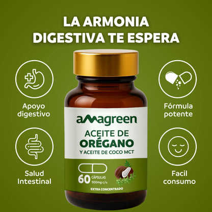 Cápsulas de Aceite de Orégano y aceite de coco MCT 60 unidades | formulado 2 en 1