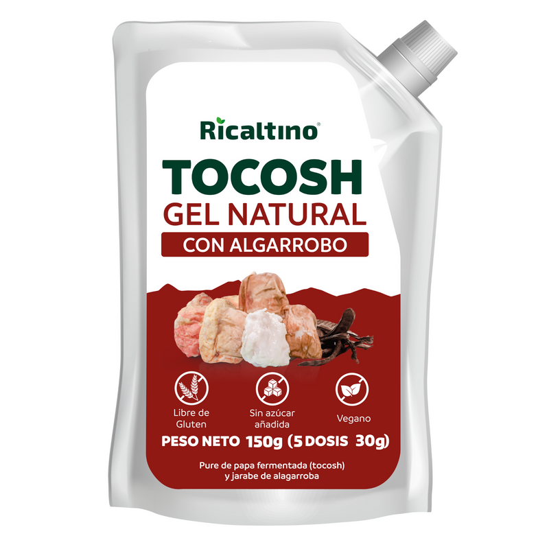 Gel probiótico de Tocosh sachet 150 g, original y algarrobo (Paquete de 12) - Combate la Gastritis