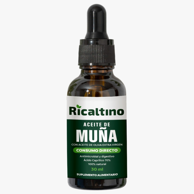 Aceite Esencial de Muña con aceite de Olivo extra virgen Ricaltino 30 ml - Suplemento Alimenticio antimicrobiano y digestivo