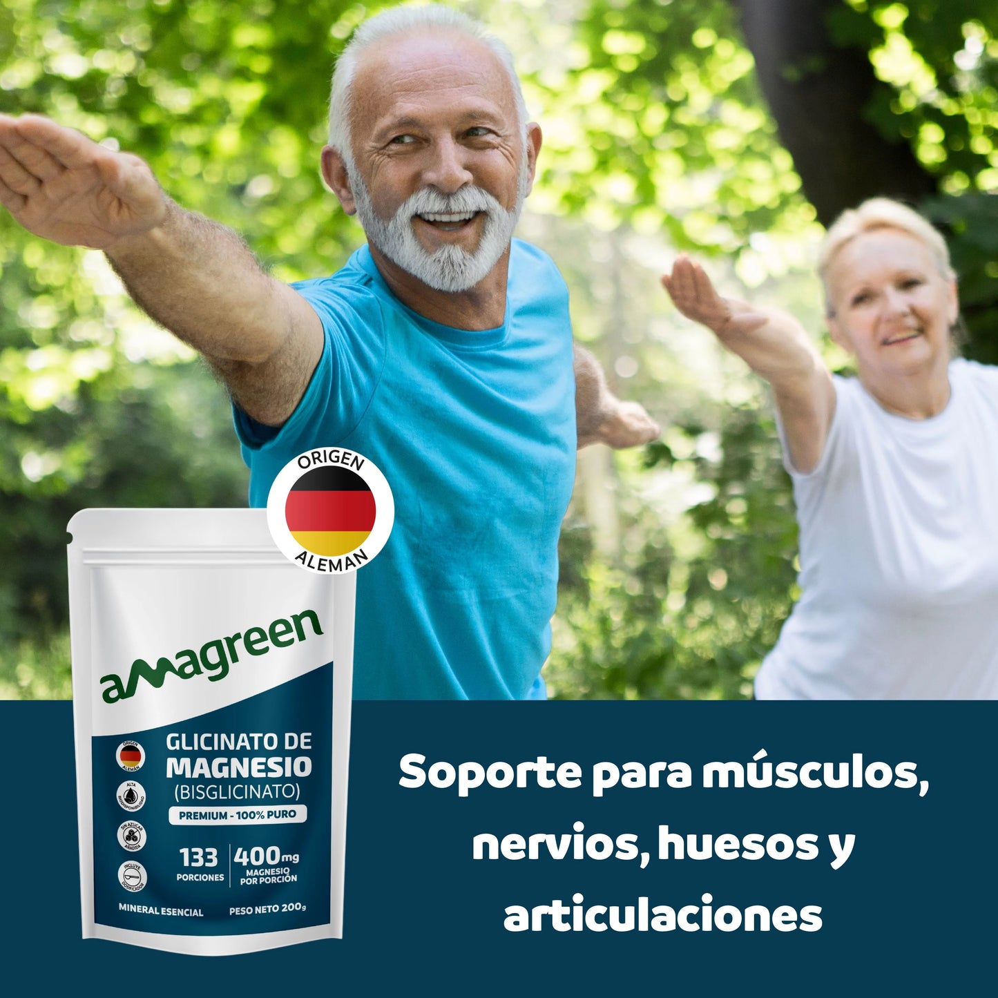 2 Unidades de Glicinato de Magnesio 200g - Origen Alemán 100% PURO