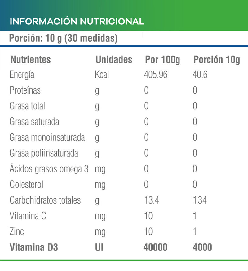 Vitamina D3 4000ui sabor a Limón Kaunis 300g