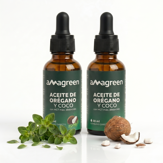 Pack Aceite de Orégano y Aceite de Coco MCT en Gotas 2 botellas 30 ml | 80% Carvacrol