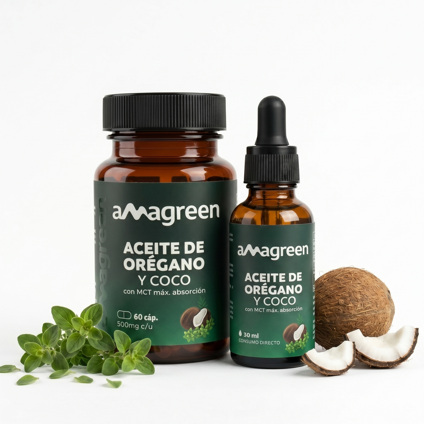 Pack Aceite de Orégano y Coco MCT 60 cápsulas + 30ml en gotas